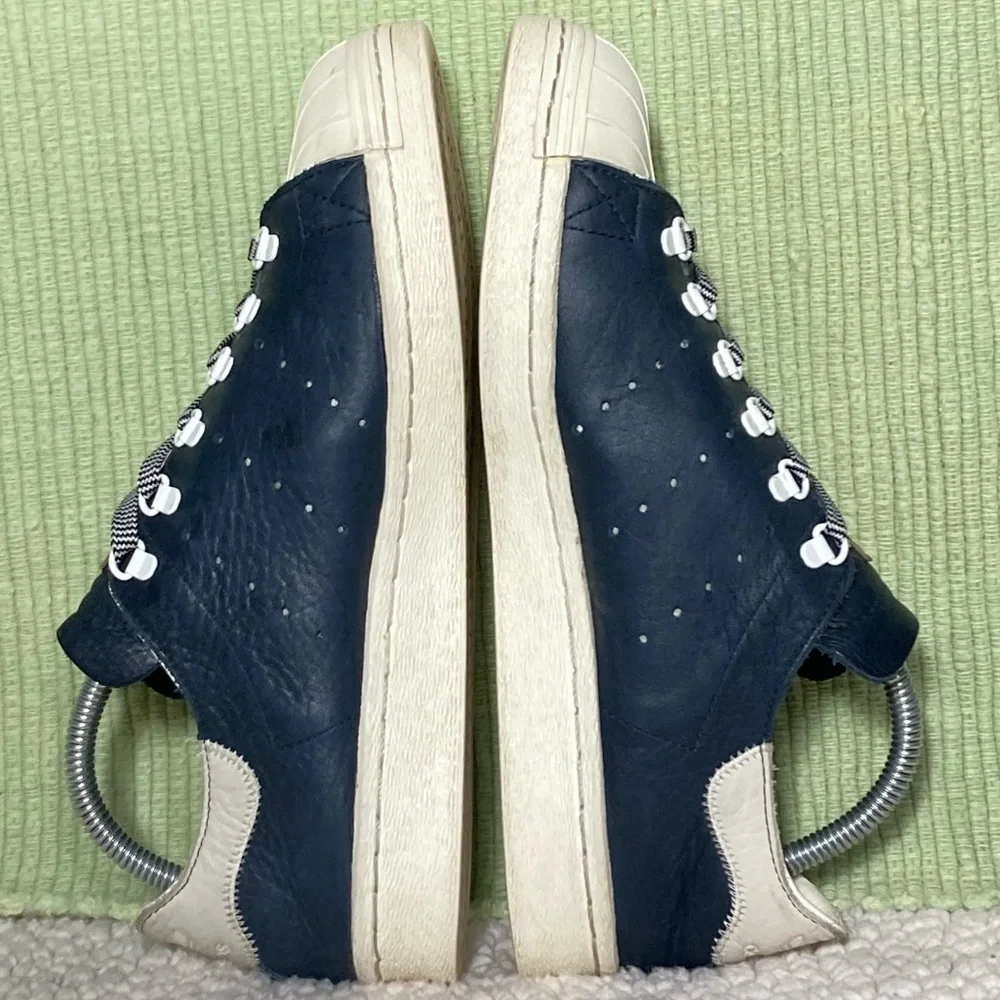 Adidas Men's Navy Blue/White Leather Shell Toe Classic Sneakers Shoes Size US 8